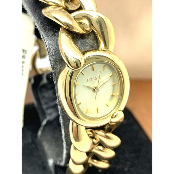 Fossil Women's Watch ES3460 Curator Quartz Gold Dial Stainless Steel Tank 20mm - Picture 10 of 11